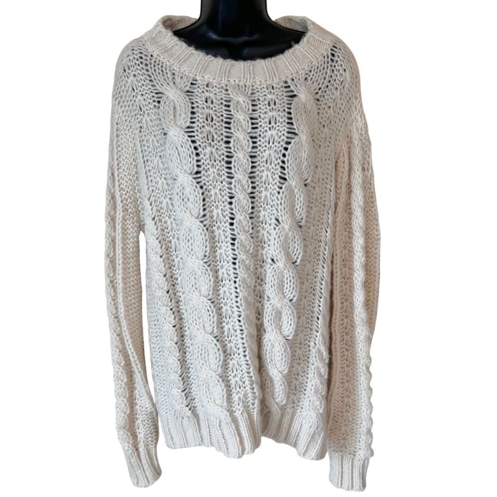 Wooden Ships TUCK CABLE KNIT BOYFRIEND SWEATER in ALABASTER
